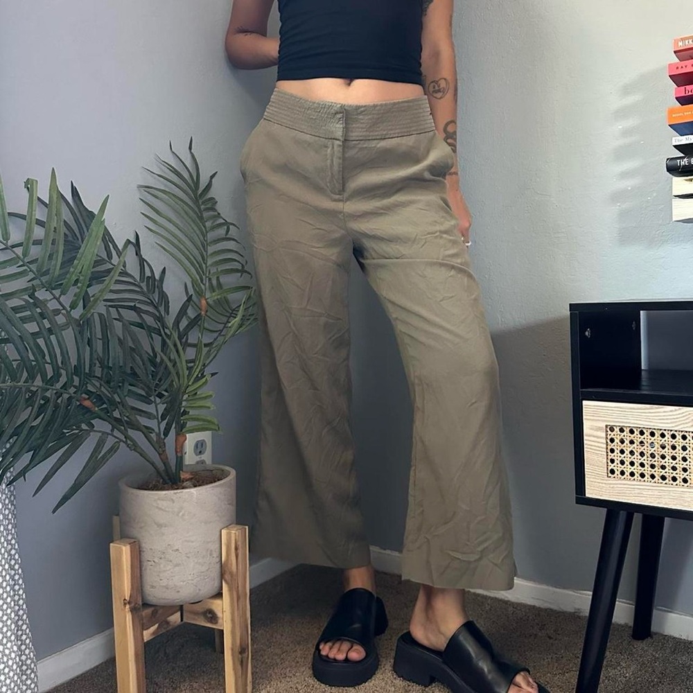 eco friendly soft green trousers